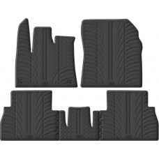 Гумові килимки в салон для Citroen Berlingo (mkIII); Peugeot Rifter (mkI); Opel Combo (mkV)(E); Toyota ProAce City (mkI) 2018→ (пассажир без регулировок)(круглые клипсы)(1-2 ряд) комплект з 5 штук (Gledring)