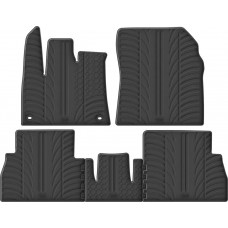Гумові килимки в салон для Citroen Berlingo (mkIII); Peugeot Rifter (mkI); Opel Combo (mkV)(E); Toyota ProAce City (mkI) 2018→ (пассажир с регулировками)(овальные клипсы)(1-2 ряд) комплект з 5 штук (Gledring)