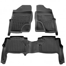 3D килимки для Nissan Navara (D40) (2005-2010) праве кермо з бортиками 30 мм (Stingray)